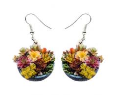 AdronQ® Acrilico Bella pianta grassa Bonsai Orecchini Goccia ciondola Moda Naturale pianta Gioielli per Donne Ragazze