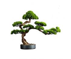 jbshop Bonsai Pianta Pianta Artificiale Simulazione in Legno massello Benvenuto Pino Hotel Desktop Portico Soggiorno Zen Green Plant Falso Bonsai Decorazione Ornamenti Pianta Artificiale Bonsai