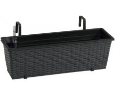 Cassetta da giardino in polyrattan, incl. agganci e 3 elementi in plastica, antracite, 50 x 19 x 18 cm