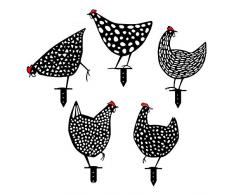 5Pc Pollo Pasquale Gallina in Metallo per Ornamenti da Giardinaggio pasquali Cortile Arte del Ferro Giardino Esterno Cortile Prato picchetti Giardino Gallina Grande