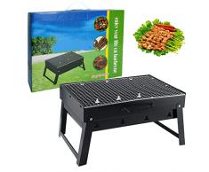 HUTVD Barbecue Portatile a Carbone, Griglia Barbecue a Carbonella Piccolo BBQ Griglia in Acciaio Inox Pieghevole Griglia Trasportabile per Picnic, Spiaggia, Giardino, Campeggio (35 x 27 x 20 cm)