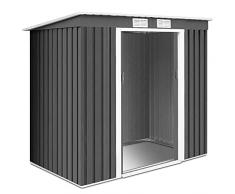 DREAMADE Casetta da Giardino Capanno Porta Attrezzi in Metallo con 2 Porte scorrevoli, 213 x 130 x 173 cm