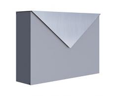 Cassetta delle lettere Design posta a parete Letter Grigio Metallizzato/acciaio inossidabile – bravios