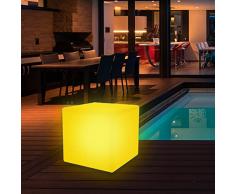 wuuhoo I LED Cubo Solare XL Luce Sgabello Kubi, 16 Colori e Telecomando + Batteria I Cubo Sgabello per Interno ed Esterno I LED Cubo Solare Illuminazione Giardino 40 x 40 x 40 cm
