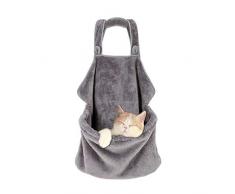 HEHUANG Borsa a Marsupio per Gatti a funzioni Multiple Morbido e Confortevole Sacco a Pelo per Cani Grembiule da Viaggio Gatti allaperto Forniture per Animali Domestici, Grigio Chiaro, M