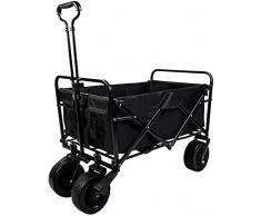 Camperig Capacità pieghevole pieghevole Utility Wagon Outdoor Heavy Duty 79,8 kg Patio giardino carrello con ruote universali, manico regolabile e 2 portabicchieri per campeggio, picnic
