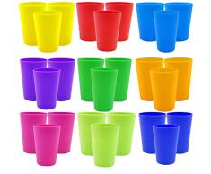 WAIZHIUA 27 Pezzi Bicchieri Plastica Riutilizzabili │ 260ml Bicchieri di Plastica Colorati │ Tazza Plastica Acqua Infrangibile │ per Bambini Cucina Picnic Barbecue Campeggio Viaggi (9 Colori)