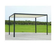 Gazebo pergola alluminio Milwaukee nero c-telo elettrico 3x3x2,5h m