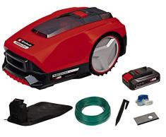 Einhell FREELEXO 500 - Robot tosaerba LCD BT+ Power X-Change (ioni di litio, tosaerba multizona, controllo tramite app Bluetooth, con attrezzatura di installazione da 500 m² + batteria da 2,5 Ah)