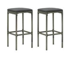 Sgabello Alto, Mobili per il soggiorno, Sgabelli da Bar con Cuscini 2 pz, Robusto e durevole, Adatto per bar, caffè, lounge, cucine e banconi Grigi in Polyrattan