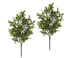 Flair Cespuglio di alloro artificiale con bacche di eucalipto, vischio, ramo di eucalipto, decorazione natalizia, cespuglio, fiori artificiali, rami di stelo, decorazione per ghirlande, 021185GN