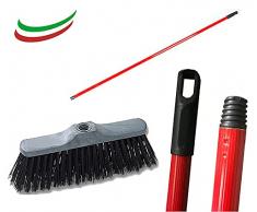 Scopa da Esterno Industriale o Giardino con Setole Rigide Dure Incluso Manico in Metallo