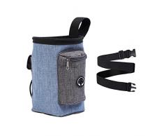 Borsa Addestramento Cane Tessuto Impermeabile Contenitore Crocchette Cane Cintura Regolabile Addestramento Cani Accessori Sacchetto Di Allenamento Per Cani Con Dispenser a Sacco Integrato, Blu&17x15cm