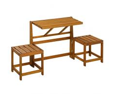 Outsunny Set da Giardino 2 in 1, Tavolo e Sedie da Giardino o Panca da Giardino per 2 Persone in Legno di Larice color Teak