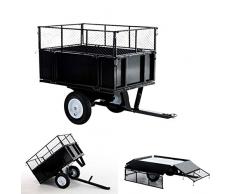 CLP Carrello Rimorchio per Trattorino Tosaerba Ribaltabile I Cassone Ribaltabile a Un ASSE I capacità Fino a 300 kg I Gancio di Traino Universale ed Espansione delle Sponde Alta 30 cm Nero