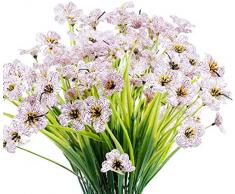 Ksnnrsng 6 pezzi Fiori Viola Artificiali Finti Piante Artificiale Arbusti Ramo Resistente ai Raggi UV Balcone per Giardino Decorazioni Esterna Della Scatola di Del Cortile Della Finestra (Bianco)