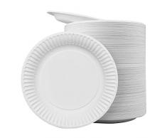 Trimming Shop Piatti usa e getta di alta qualità, piatti di carta resistenti da 18 cm, per servire cibi caldi o freddi, piatti rotondi bianchi per barbecue, giardino, picnic, feste, 35 pezzi