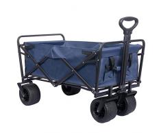 Carrello da Spiaggia con Ruote Grandi, Carrello Spiaggia Pieghevole con 2 Tasche a rete, Carretto Spiaggia per Giardino da Campeggio allaperto Ogni Tipo di Terreno