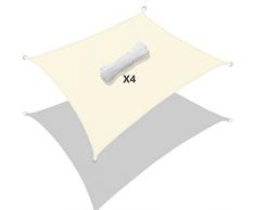 VOUNOT Vela Ombreggiante Rettangolare 3x4 m, Tenda da Sole per Esterno, Impermeabile Protezione UV, Tenda a Vela per Giardino, Balcone, Terrazza, Beige