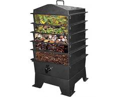 Contenitore per rifiuti da compostaggio da giardino da 100 litri, contenitore per il riciclaggio, bidoni per il compost da giardino, bidone per il compostaggio in lotti a cinque piani, bidone per