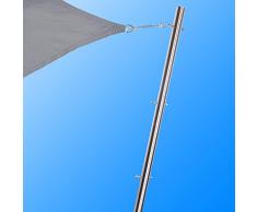 Toldoro® 3,5m Palo per vela ombreggiante con golfare/Palo per tenda a vela ombreggiante in acciaio inox da parete Ø70mm / Palo per vela con 3 occhielli