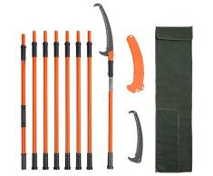 VEVOR Seghetto per Potatura Manuale Asta Estensibile tra 2,24-8,24m con Borsa per Tagliare Segare Rami Boschi Alberi in Altezza, Troncarami Manuale 5,1kg Palo Estensibile in Fibra di Vetro Lama Curva