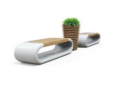 Panche da esterno Panca da 59,0 in fibra di vetro for interni ed esterni ， Sedia circolare for il tempo libero in fibra di vetro con vaso alto for piante ， Panca da parco creativa con venature del le