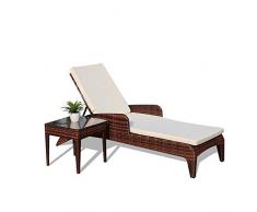 Zhihao Patio Chaise Lounge Set, Outdoor Rattan del PE Lounge Chair Regolabile Back Patio olding Chaise Lounge con lammortizzatore