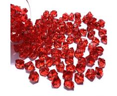 DAZZLEEX 150 pezzi in pietra acrilica, plastica acrilica trasparente, rocce di ghiaccio per tavolo, coriandoli e vasi, colore: rosso