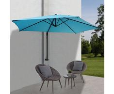 Mendler Ombrellone Rotondo da Balcone salvaspazio Casoria Poliestere 3m Azzurro