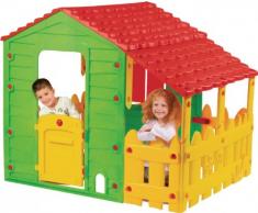 Casetta Bimbi Bambini Giardino con Tetto e Staccionata cm 118x106x127