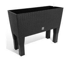 Prosperplast 72 L Vaso di Fiori panchina Fiore m. Piedi in Rattan Ottica irrigazione Caso di Serie di Sistema ad Alta Antracite