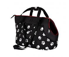 Hobbydog TORCWL3 - Borsa da gatti/piccoli cani, Nero con zampe, 22 x 20 x 36 cm