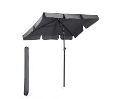 Sekey® 200x125cm Parasole Ombrellone Balcone Esterno da Giardino Protezione UV 50+ Grigio Rettangolo