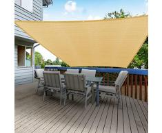 Tenda a Vela Parasole Rettangolare HDPE 2x3m Tenda da sole Vela Ombreggiante Traspirante e Protezione Solare Raggi UV per Esterno Giardino Verande Colore Beige Balcone Terrazza Albicocca