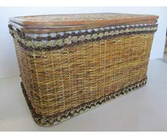 CESTO PORTA BIANCHERIA BAULE VIMINI IN RATTAN FODERA ESTRAIBILE CM 84X51X52 H PORTABIANCHERIA