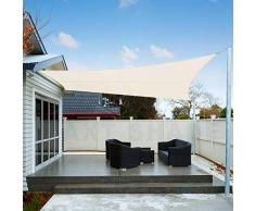 AXT SHADE Tenda a Vela Ombreggiante Impermeabile Rettangolare 4x5m Tenda da Sole Parasole e Protezione Raggi UV per Esterno Terrazza Giardino-Crema