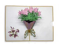 Biglietto di Auguri con Origami Surprise, Mazzo Di Fiori