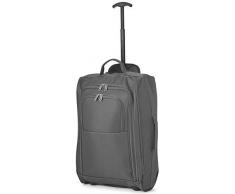 Valigia Trolley Morbido, Bagaglio a Mano Morbido in Tessuto, 54 x 35 x 19, Ideale a bordo di EasyJet Ryanair Alitalia Meridiana WizzAir, Bagaglio Morbido con Rotelle Girevoli, (Grigio)