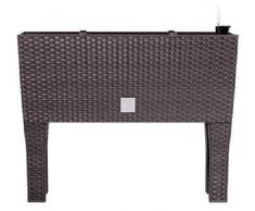 Zanvic Prosperplast - Fioriera Vaso per Piante con Sistema DIrrigazione Rato Case High Simil Rattan con Piedini 30Lt Colore: Marrone Grigiastro