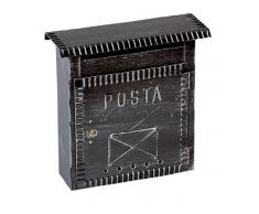 Domus 2201 Cassetta Postale in Ferro Battuto, Nero Spazzolato