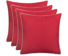 Cuscino decorativo da esterno e da giardino 4 unità con imbottitura resistente alla sporcizia e impermeabile con chiusura lampo dimensioni: 45 x 45 cm rosso