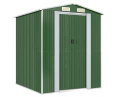 Keketa Capanno da Giardino Box Lamiera Zincata Casetta da Giardino Ripostiglio da Esterno Casetta Attrezzi Giardino Verde 192x191x223 cm Acciaio Zincato