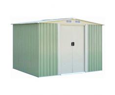 COSTWAY Casetta da Giardino per Attrezzi in Acciaio Zincato, con Porte Scorrevoli, Maniglie, Tettoia e Sfoghi, Capanno da Esterno per Giardino, Fattoria e Cortile (MODELLO 5)