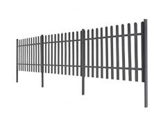 Festnight 3 Pz Staccionata in WPC con Pali per Recinzione decorativa da Giardino Lunga 6m e Alta 60cm/80cm/100cm/120cm Grigia