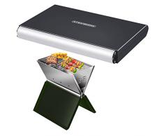 Steinborg Barbecue pieghevole per computer portatile, da campeggio, montaggio rapido, telaio resistente al calore, peso leggero, adatto per carbonella, grandi fessure di ventilazione (Bolton Black)