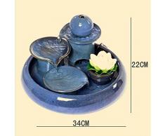 Liu Yu·spazio creativo,Creativo blu casa ceramica fortunato fontana di acqua umidificatore feng shui acquario rotondo