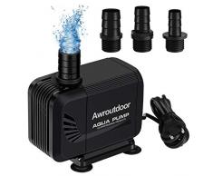 Awroutdoor Pompa Acqua Sommergibile, 35W Pompa Acqua Acquario può Essere Utilizzato su Terra e Acqua, 2500L/H Ultra-Silenzioso Pompa Acqua per Terrari, Stagno di Pesce, Sistemi di Circolazione