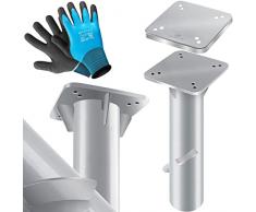 KESSER® Piastra di base universale in metallo per supporti per ombrellone per ombrelloni - ombrelloni a semaforo - ombrelloni a manovella | Ancoraggio a terra | 16 x 16 cm, incl. guanti