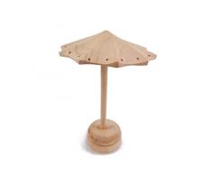 Artisanal - Espositore per Orecchini a Forma di ombrellone in Legno Massiccio Grezzo